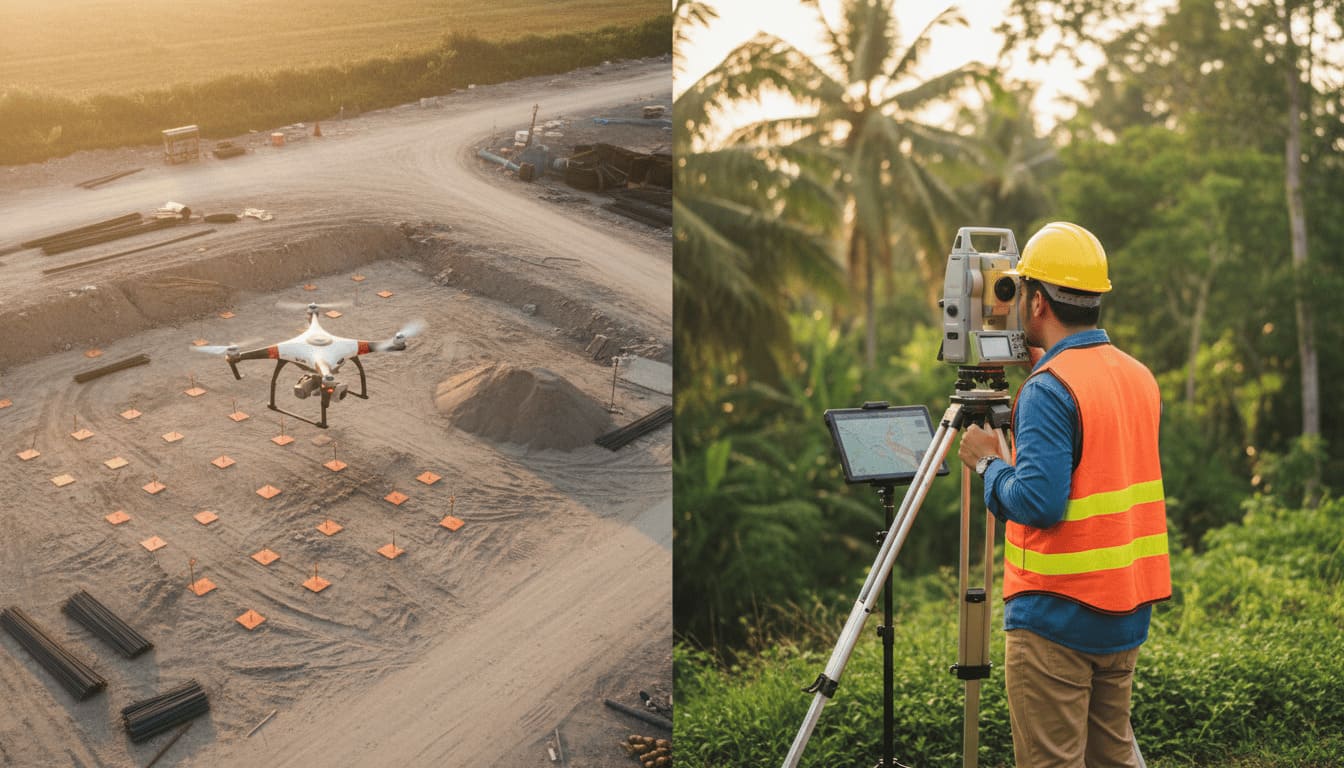 Perbandingan metode survey topografi menggunakan drone UAV dan Total Station di lapangan