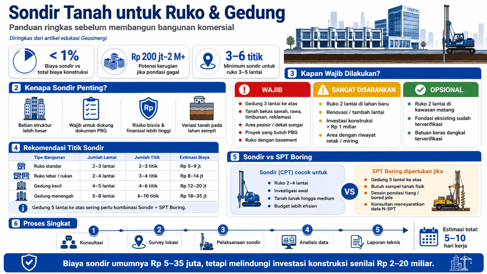 Tim Geosinergi melakukan sondir tanah di lokasi pembangunan ruko bertingkat